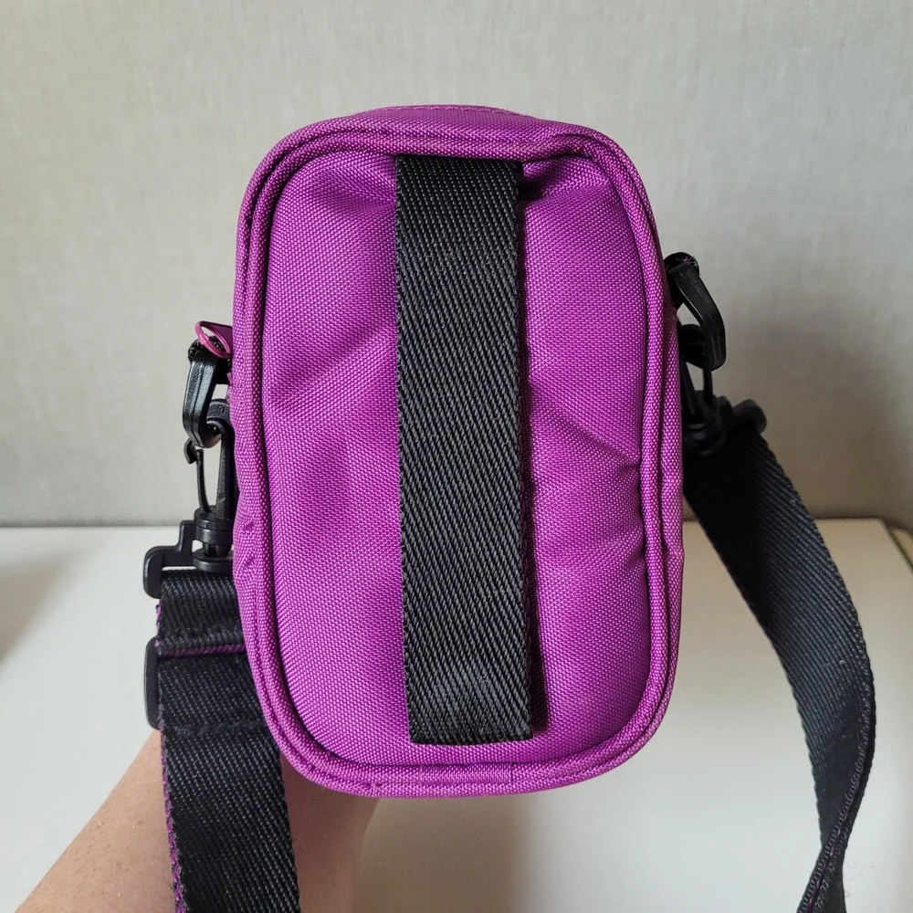 Vintage 90s Purple Compact Camera Bag Shoulder Strap Belt Loop Pouch MIni Case